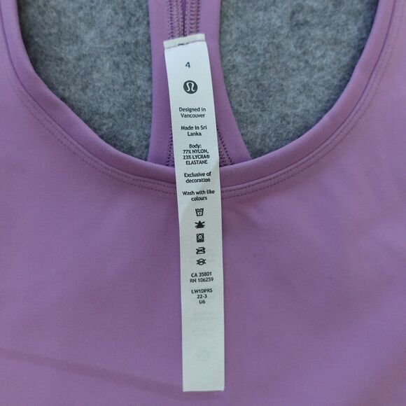New Lululemon Size 4 Cool Racerback Tank Top Everlux JUBI Purple Hip Length - Picture 4 of 5